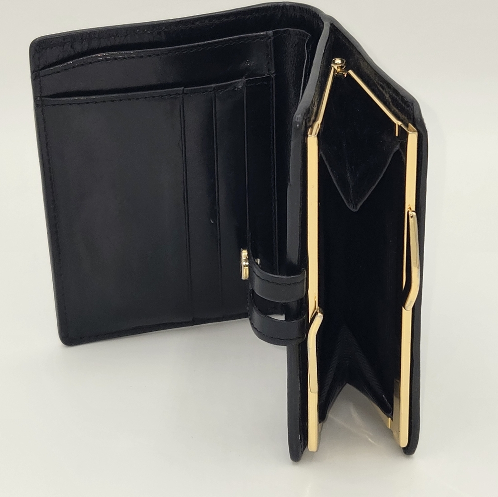 Abas Black & Gold Alligator Leather‎ Kisslock Wallet Vintage - Picture 7 of 8